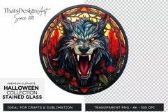 Stained Glass Halloween Clipart PNG for crafts & sublimation Product Image 1