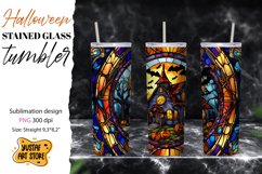 Halloween house tumbler sublimation. Stained glass design Product Image 1