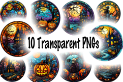Halloween Stained Glass Bundle - 10 Transparent PNGs CLIPART Product Image 10