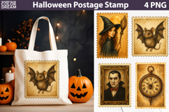 Halloween Postage Stamp | Bat Witch Vampire Clock Card Product Image 1