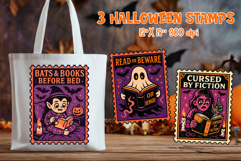 Funny Halloween Book Stamp PNG | Ghost and Vampire Product Image 1
