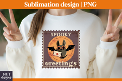 Stamp Halloween Bat, Retro Halloween tote bag designs Product Image 4