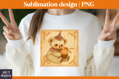 Stamp Halloween bear &amp; cake Vintage Halloween treat bag Product Image 4