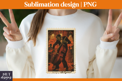 Post Stamp Halloween sublimation Retro Frankenstein tote bag Product Image 4