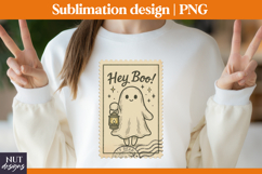 Post Stamp Halloween sublimation, Retro cute ghost tote bag Product Image 3