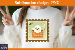 Post Stamp Halloween sublimation, Retro cute ghost tote bag Product Image 3