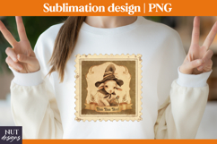 Post Stamp Halloween tote bag Vintage Witch Lamb Stamp PNG Product Image 3