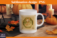 Stamp Halloween Cat Ghost PNG Vintage Halloween t-shirt Product Image 2
