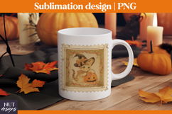 Post Stamp Halloween sublimation, Retro cute cat, t shirt Product Image 4