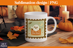 Post Stamp Halloween sublimation, Retro cute ghost tote bag Product Image 4