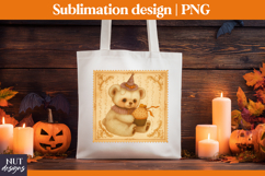 Stamp Halloween bear &amp; cake Vintage Halloween treat bag Product Image 2