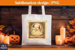 Post Stamp Halloween sublimation, Retro cute dog, t shirt Product Image 2