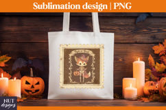 Post Stamp Halloween sublimation, Retro cute fox, t-shirt Product Image 3