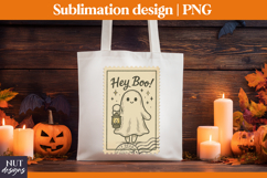 Post Stamp Halloween sublimation, Retro cute ghost tote bag Product Image 1