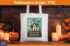 Post Stamp Halloween treat bag, Haunted house illustrations Product Image 2