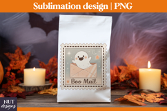 Stamp Halloween Cute Ghost, Retro Halloween treat bag design Product Image 1
