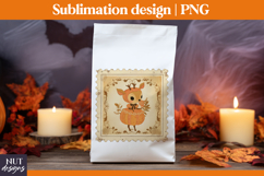 Post Stamp Halloween sublimation, Retro cute bear, treat bag Product Image 1