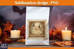 Post Stamp Halloween sublimation, Retro cute dog, t shirt Product Image 3