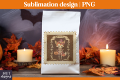 Post Stamp Halloween sublimation, Retro cute fox, t-shirt Product Image 2