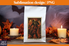 Post Stamp Halloween sublimation Retro Frankenstein tote bag Product Image 2