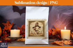 Post Stamp Halloween tote bag Vintage Witch Lamb Stamp PNG Product Image 2