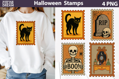 Vintage Halloween Postage Stamp Bundle | Spooky Clipart Product Image 11