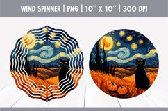Halloween Cat Wind Spinner Sublimation | Starry Night Product Image 1