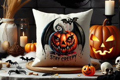Halloween Stay Creepy Bat Pumpkin Sublimation Clipart PNG Product Image 4