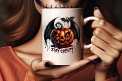 Halloween Stay Creepy Bat Pumpkin Sublimation Clipart PNG Product Image 3