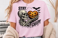 Halloween Stay Creepy Sublimation, Skeleton Heart Pumpkin Product Image 3
