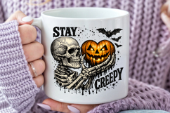 Halloween Stay Creepy Sublimation, Skeleton Heart Pumpkin Product Image 4