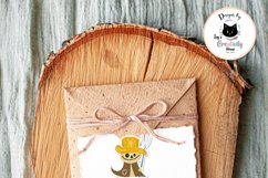 scarecrow sticker for Halloween on an pink envelope