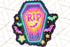 Neon Halloween PNG Clipart, Spooky Sticker Stamps Product Image 5