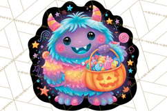 Neon Halloween PNG Clipart, Spooky Sticker Stamps Product Image 5