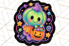 Neon Halloween PNG Clipart, Spooky Sticker Stamps Product Image 3