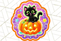 Neon Halloween PNG Clipart, Spooky Sticker Stamps Product Image 2