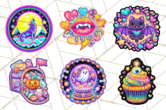Neon Halloween PNG Clipart, Spooky Sticker Stamps Product Image 3