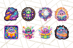 Neon Halloween PNG Clipart, Spooky Sticker Stamps Product Image 5