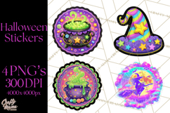 Neon Halloween PNG Clipart, Spooky Sticker Stamps Product Image 1