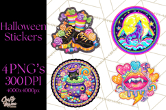 Neon Halloween PNG Clipart, Spooky Sticker Stamps Product Image 1