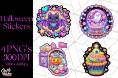 Neon Halloween PNG Clipart, Spooky Sticker Stamps Product Image 1