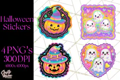 Neon Halloween PNG Clipart, Spooky Sticker Stamps Product Image 1