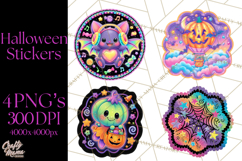 Neon Halloween PNG Clipart, Spooky Sticker Stamps Product Image 1
