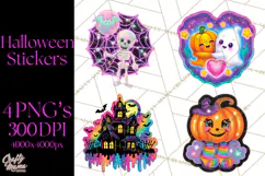 Neon Halloween PNG Clipart, Spooky Sticker Stamps Product Image 1