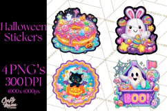 Neon Halloween PNG Clipart, Spooky Sticker Stamps Product Image 1