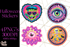Neon Halloween PNG Clipart, Spooky Sticker Stamps Product Image 1