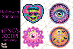 Neon Halloween PNG Clipart, Spooky Sticker Stamps Product Image 1