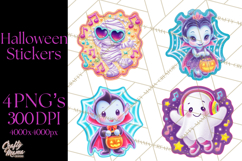 Neon Halloween PNG Clipart, Spooky Sticker Stamps Product Image 1