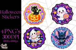 Neon Halloween PNG Clipart, Spooky Sticker Stamps Product Image 1