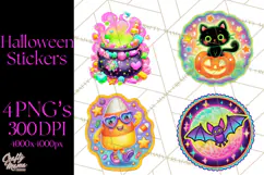 Neon Halloween PNG Clipart, Spooky Sticker Stamps Product Image 1